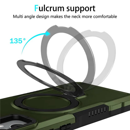 For Samsung Galaxy A05 4G Cover Hybrid TPU+PC Smartphone Case with Ring Holder Kickstandish Green