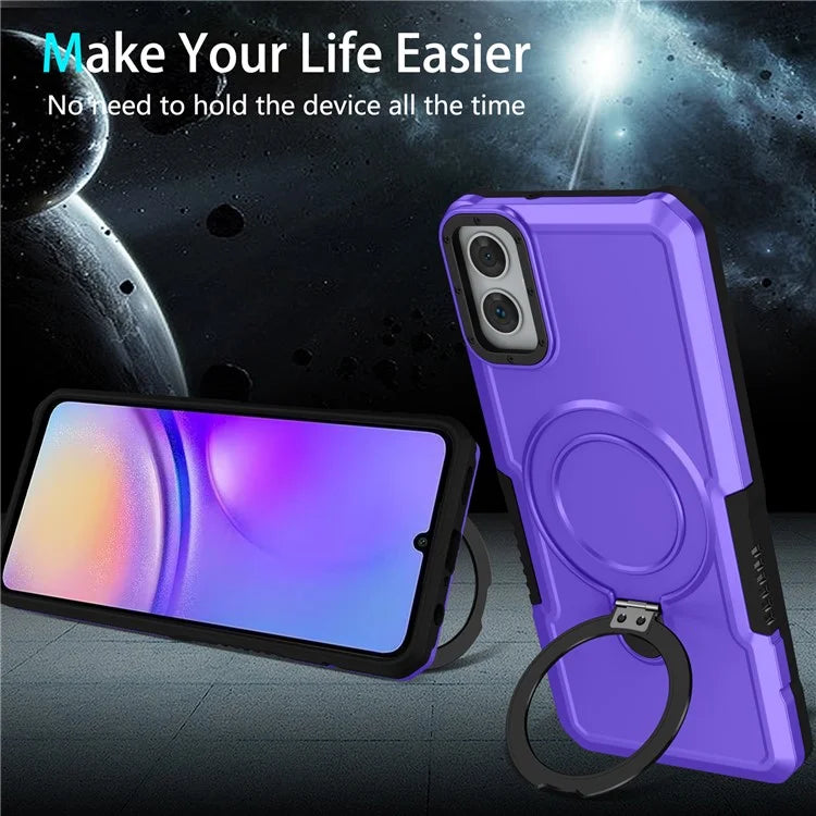 For Samsung Galaxy A05 4G Cover Hybrid TPU+PC Smartphone Case with Ring Holder Kickstand