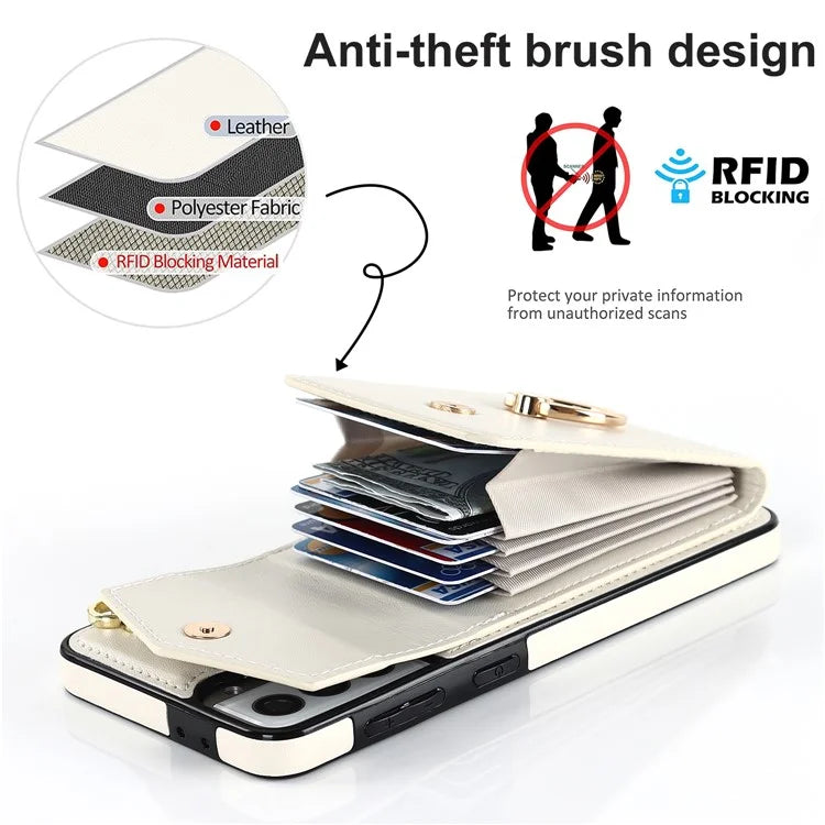 For Samsung Galaxy S21 4G / 5G Accordion Card Bag PU+TPU Cell Phone Case with Strap