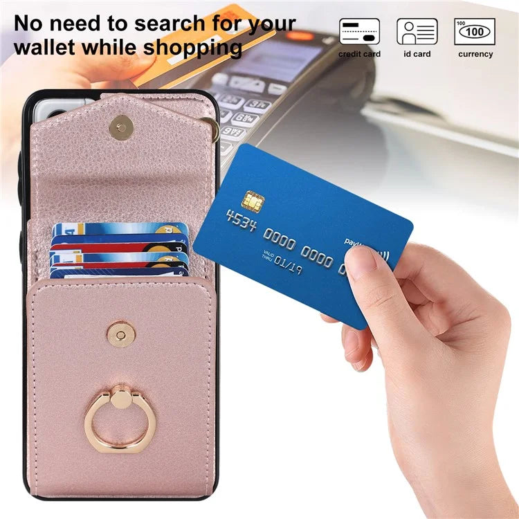 For Samsung Galaxy S21 4G / 5G Accordion Card Bag PU+TPU Cell Phone Case with Strap