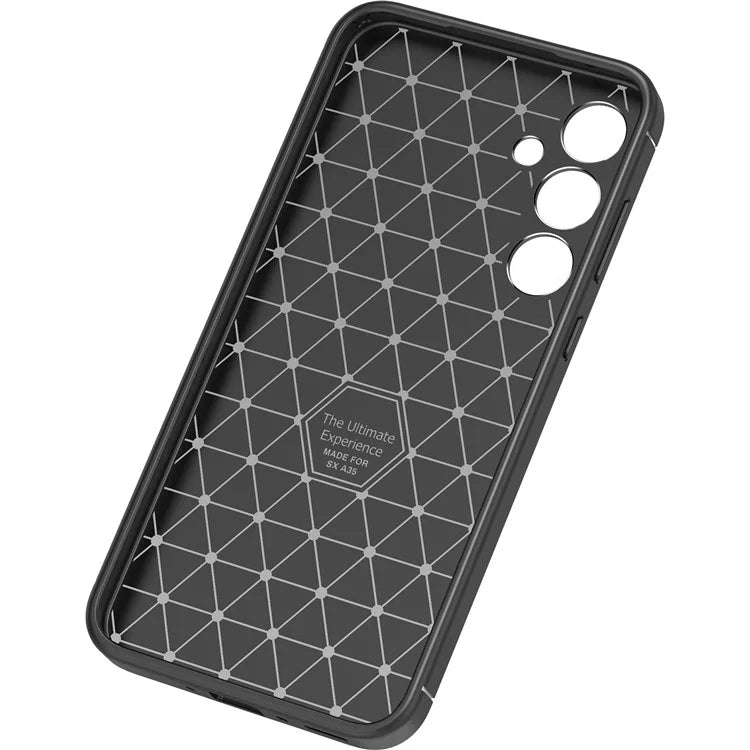 For Samsung Galaxy A35 5G Cell Phone Case Carbon Fiber Texture TPU Anti-fingerprint Protection Cover
