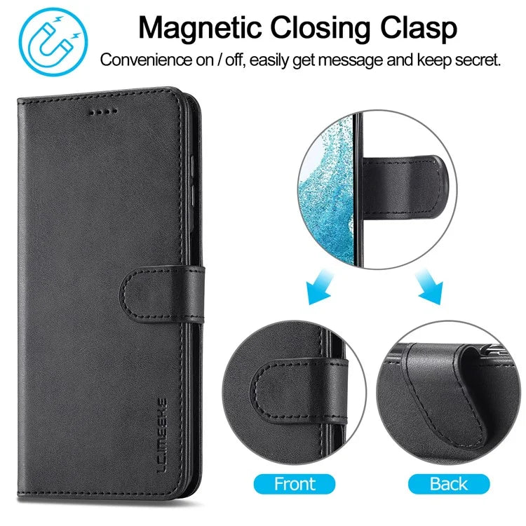 LC.IMEEKE For Samsung Galaxy A35 5G Cell Phone Case Calf Texture Stand PU Leather Wallet Cover