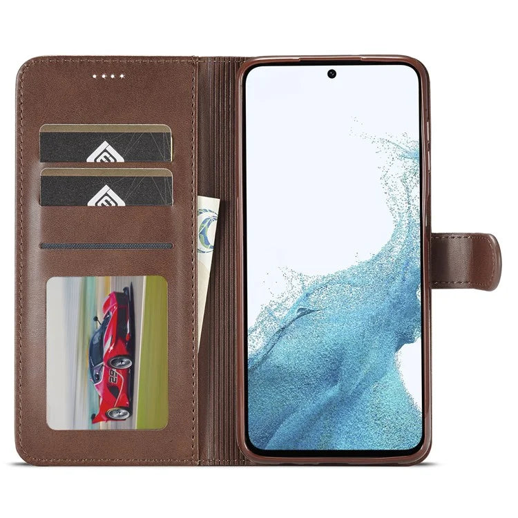 LC.IMEEKE For Samsung Galaxy A35 5G Cell Phone Case Calf Texture Stand PU Leather Wallet Cover