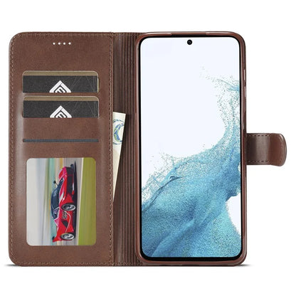 LC.IMEEKE For Samsung Galaxy A35 5G Cell Phone Case Calf Texture Stand PU Leather Wallet Cover