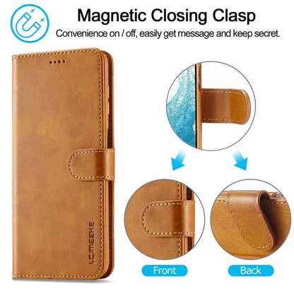 LC.IMEEKE For Samsung Galaxy A35 5G Cell Phone Case Calf Texture Stand PU Leather Wallet Cover
