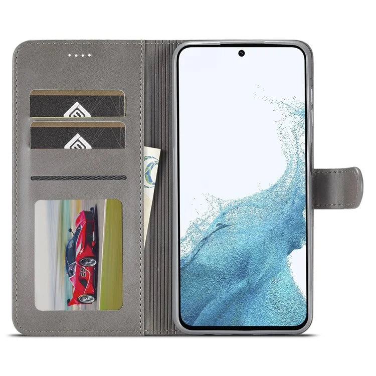 LC.IMEEKE For Samsung Galaxy A35 5G Cell Phone Case Calf Texture Stand PU Leather Wallet Cover