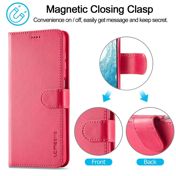 LC.IMEEKE For Samsung Galaxy A35 5G Cell Phone Case Calf Texture Stand PU Leather Wallet Cover