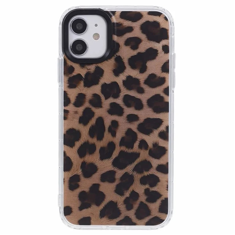 SDT Series For iPhone 12 / 12 Pro Leopard Pattern Phone Case Dropproof IMD Cover