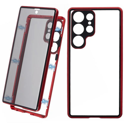 For Samsung Galaxy S23 Ultra Anti Peeping Case Tempered Glass Magnetic Adsorption Metal Frame Phone Cover