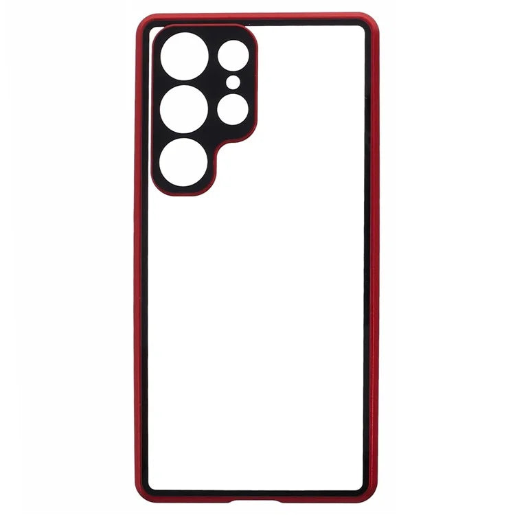 For Samsung Galaxy S23 Ultra Anti Peeping Case Tempered Glass Magnetic Adsorption Metal Frame Phone Cover