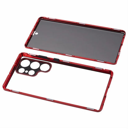 For Samsung Galaxy S23 Ultra Anti Peeping Case Tempered Glass Magnetic Adsorption Metal Frame Phone Cover