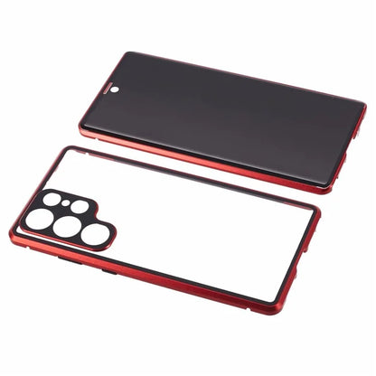 For Samsung Galaxy S23 Ultra Anti Peeping Case Tempered Glass Magnetic Adsorption Metal Frame Phone Cover