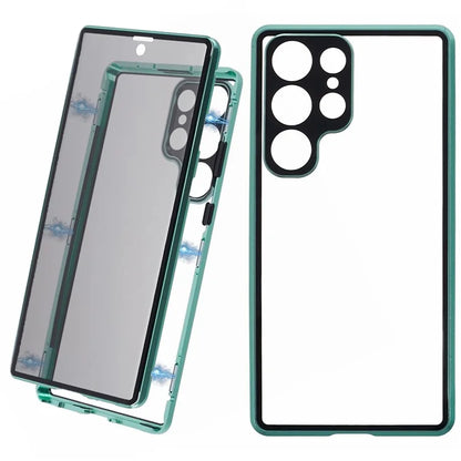 For Samsung Galaxy S23 Ultra Anti Peeping Case Tempered Glass Magnetic Adsorption Metal Frame Phone Cover