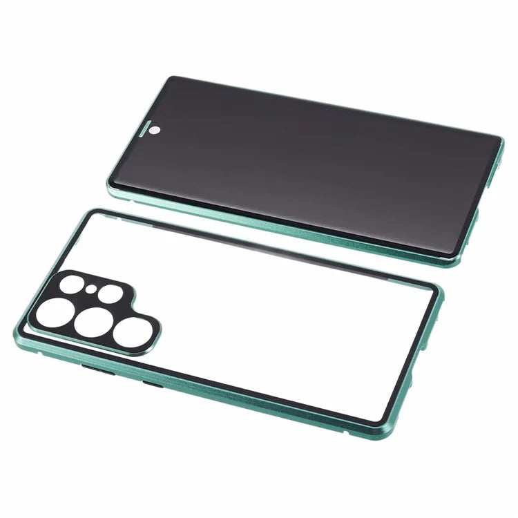 For Samsung Galaxy S23 Ultra Anti Peeping Case Tempered Glass Magnetic Adsorption Metal Frame Phone Cover