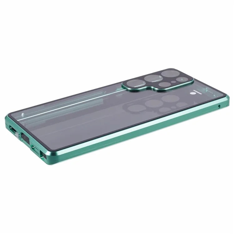 For Samsung Galaxy S23 Ultra Anti Peeping Case Tempered Glass Magnetic Adsorption Metal Frame Phone Cover