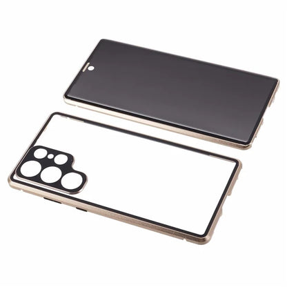 For Samsung Galaxy S23 Ultra Anti Peeping Case Tempered Glass Magnetic Adsorption Metal Frame Phone Cover