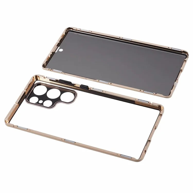 For Samsung Galaxy S23 Ultra Anti Peeping Case Tempered Glass Magnetic Adsorption Metal Frame Phone Cover