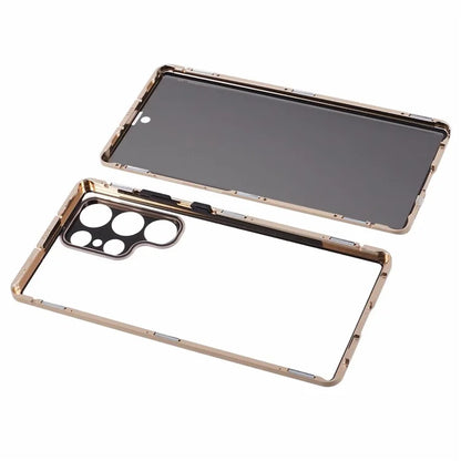 For Samsung Galaxy S23 Ultra Anti Peeping Case Tempered Glass Magnetic Adsorption Metal Frame Phone Cover