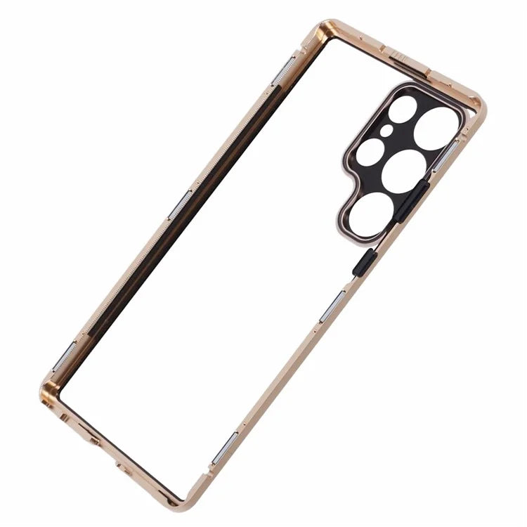 For Samsung Galaxy S23 Ultra Anti Peeping Case Tempered Glass Magnetic Adsorption Metal Frame Phone Cover