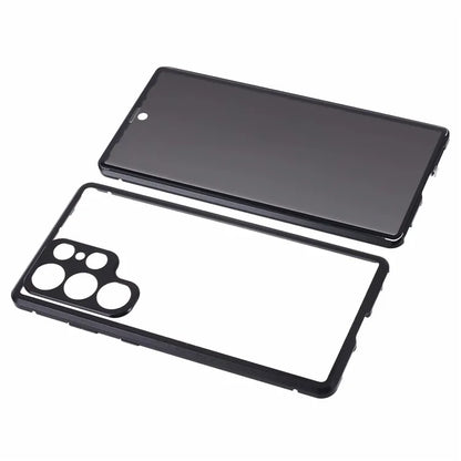 For Samsung Galaxy S23 Ultra Anti Peeping Case Tempered Glass Magnetic Adsorption Metal Frame Phone Cover