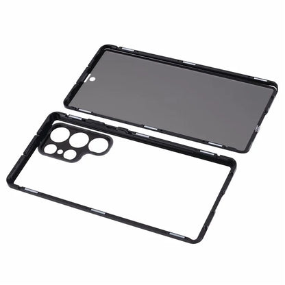 For Samsung Galaxy S23 Ultra Anti Peeping Case Tempered Glass Magnetic Adsorption Metal Frame Phone Cover