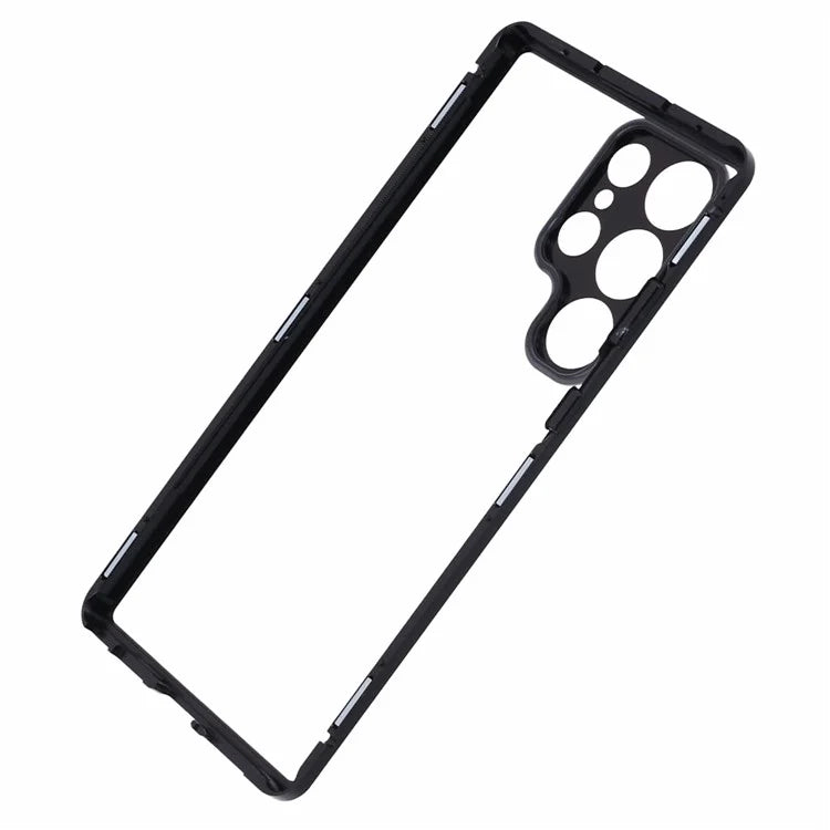For Samsung Galaxy S23 Ultra Anti Peeping Case Tempered Glass Magnetic Adsorption Metal Frame Phone Cover