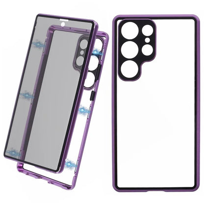 For Samsung Galaxy S23 Ultra Anti Peeping Case Tempered Glass Magnetic Adsorption Metal Frame Phone Cover