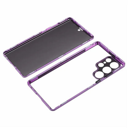 For Samsung Galaxy S23 Ultra Anti Peeping Case Tempered Glass Magnetic Adsorption Metal Frame Phone Cover
