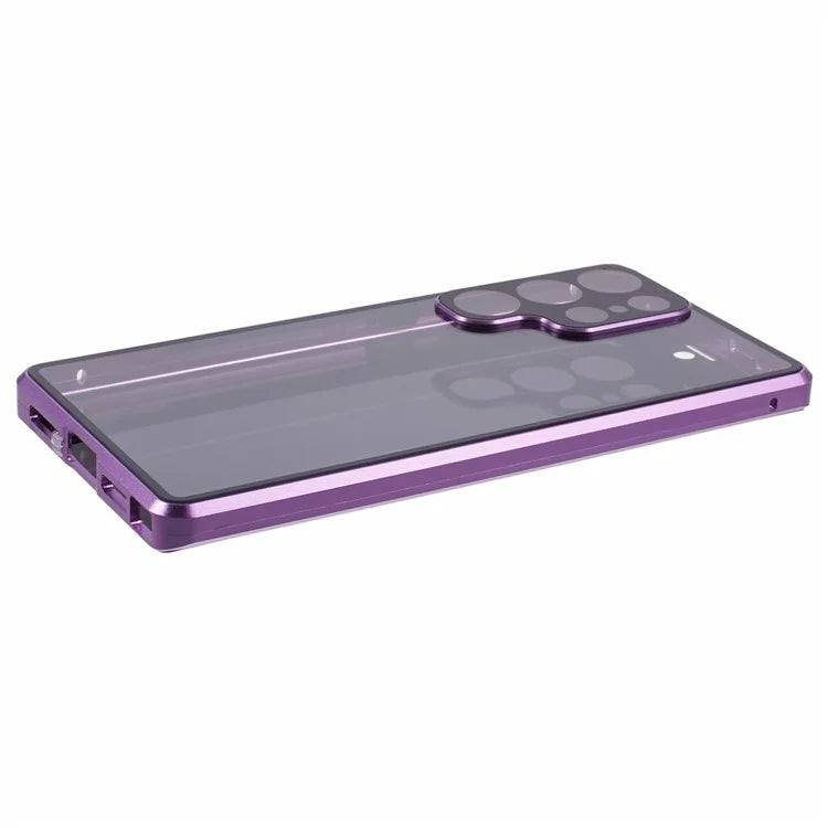 For Samsung Galaxy S23 Ultra Anti Peeping Case Tempered Glass Magnetic Adsorption Metal Frame Phone Cover