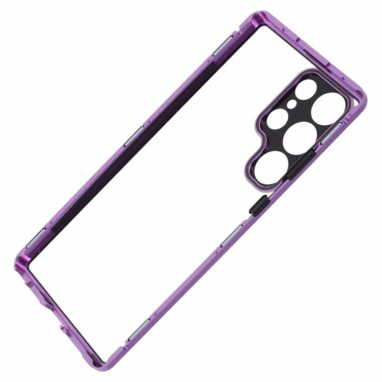 For Samsung Galaxy S23 Ultra Anti Peeping Case Tempered Glass Magnetic Adsorption Metal Frame Phone Cover