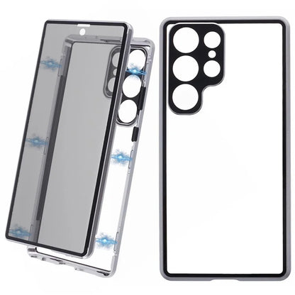 For Samsung Galaxy S23 Ultra Anti Peeping Case Tempered Glass Magnetic Adsorption Metal Frame Phone Cover