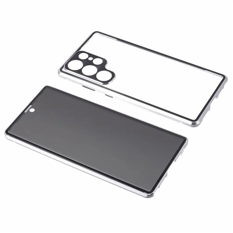 For Samsung Galaxy S23 Ultra Anti Peeping Case Tempered Glass Magnetic Adsorption Metal Frame Phone Cover