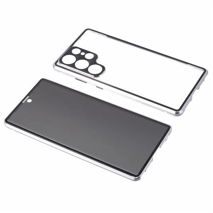For Samsung Galaxy S23 Ultra Anti Peeping Case Tempered Glass Magnetic Adsorption Metal Frame Phone Cover