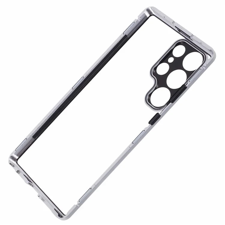 For Samsung Galaxy S23 Ultra Anti Peeping Case Tempered Glass Magnetic Adsorption Metal Frame Phone Cover