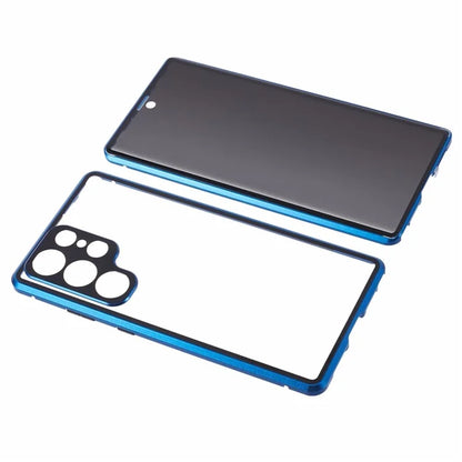 For Samsung Galaxy S23 Ultra Anti Peeping Case Tempered Glass Magnetic Adsorption Metal Frame Phone Cover