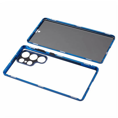 For Samsung Galaxy S23 Ultra Anti Peeping Case Tempered Glass Magnetic Adsorption Metal Frame Phone Cover