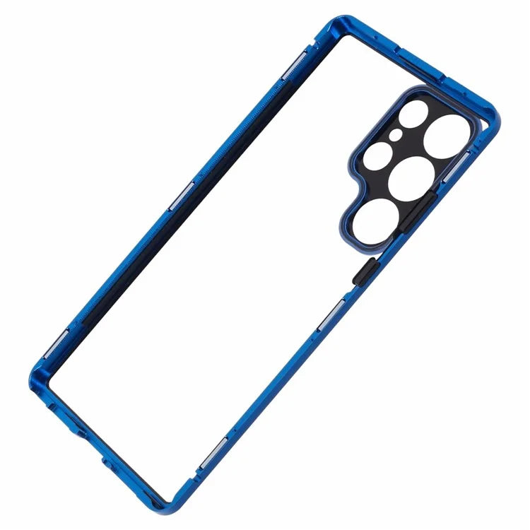 For Samsung Galaxy S23 Ultra Anti Peeping Case Tempered Glass Magnetic Adsorption Metal Frame Phone Cover
