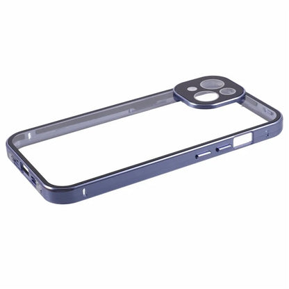 For iPhone 15 Plus Phone Case 360-Degree Double-Sided Protection Tempered Glass with Safety Lock