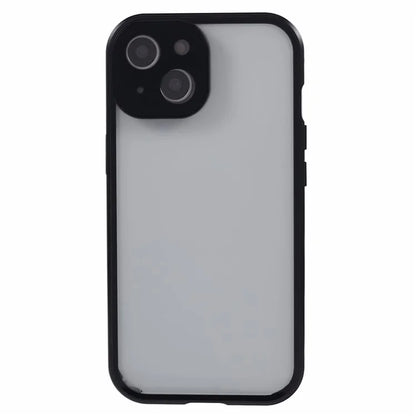 For iPhone 15 Plus Phone Case 360-Degree Double-Sided Protection Tempered Glass with Safety Lock