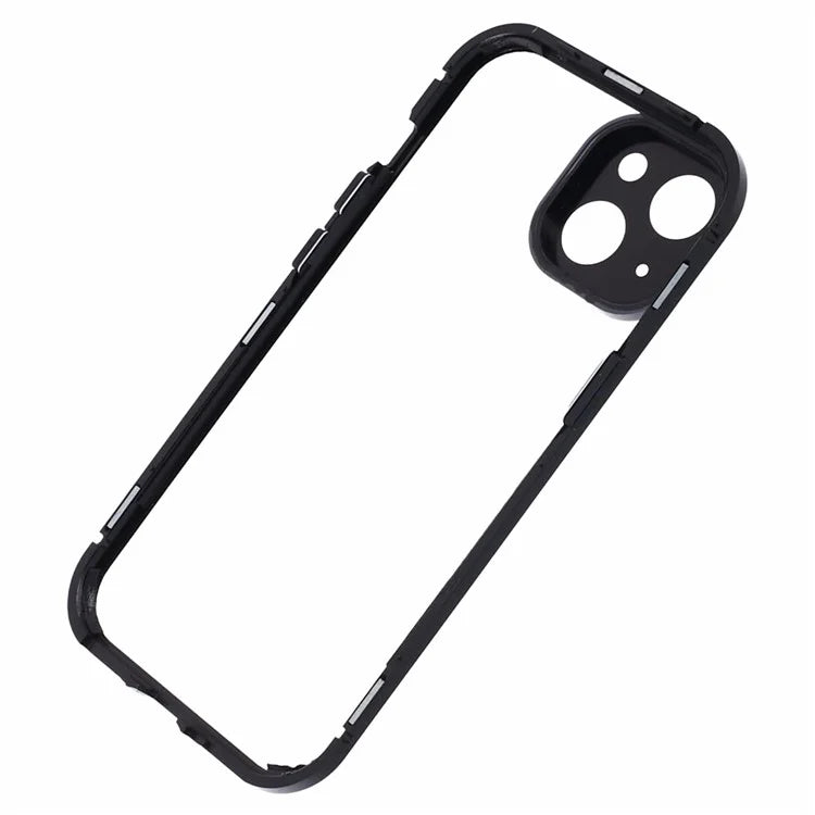 For iPhone 15 Plus Phone Case 360-Degree Double-Sided Protection Tempered Glass with Safety Lock
