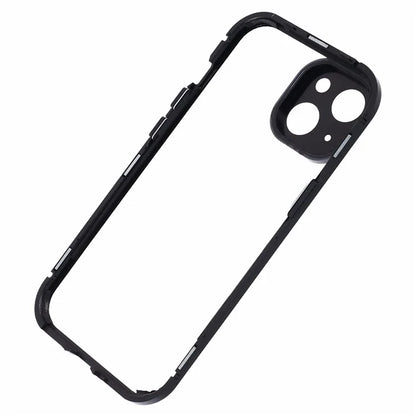 For iPhone 15 Plus Phone Case 360-Degree Double-Sided Protection Tempered Glass with Safety Lock