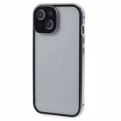 For iPhone 15 Plus Phone Case 360-Degree Double-Sided Protection Tempered Glass with Safety Lock