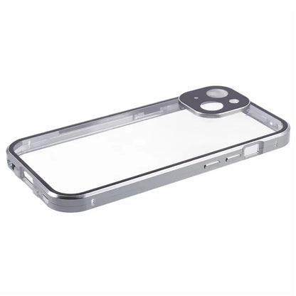 For iPhone 15 Plus Phone Case 360-Degree Double-Sided Protection Tempered Glass with Safety Lock
