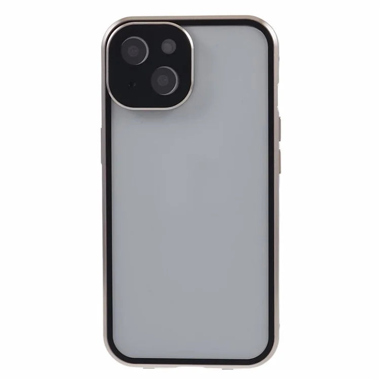 For iPhone 15 Plus Phone Case 360-Degree Double-Sided Protection Tempered Glass with Safety Lock