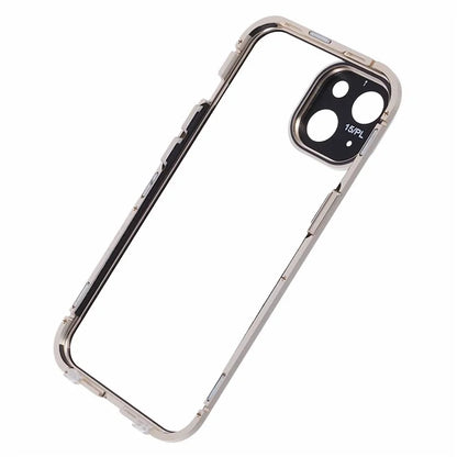 For iPhone 15 Plus Phone Case 360-Degree Double-Sided Protection Tempered Glass with Safety Lock