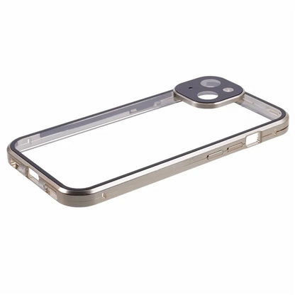 For iPhone 15 Plus Phone Case 360-Degree Double-Sided Protection Tempered Glass with Safety Lock
