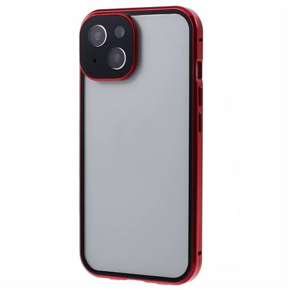 For iPhone 15 Plus Phone Case 360-Degree Double-Sided Protection Tempered Glass with Safety Lock