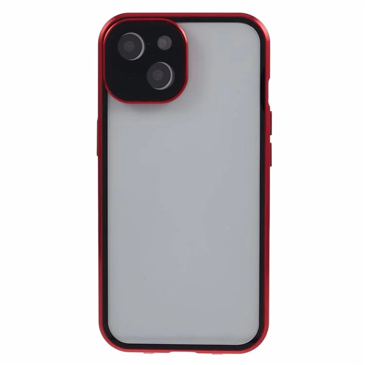 For iPhone 15 Plus Phone Case 360-Degree Double-Sided Protection Tempered Glass with Safety Lock