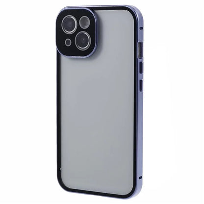 For iPhone 14 Plus Double-Sided Tempered Glass Phone Case with Magnetic Adsorption Metal Frame