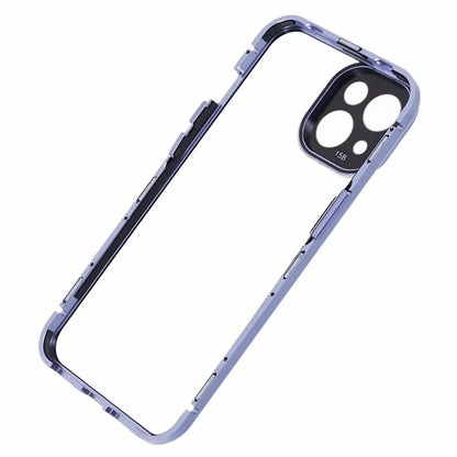 For iPhone 14 Plus Double-Sided Tempered Glass Phone Case with Magnetic Adsorption Metal Frame